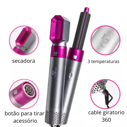 Cepillo Secador 5 en 1 con Voluminizador – Secador, Alisador y Rizador de Cabello, 1100W, 3 Temperaturas, Ideal para Peinados Profesionales