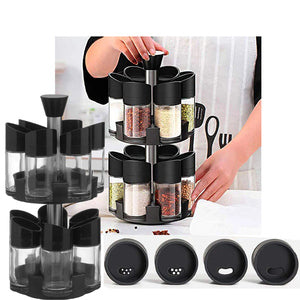 Set de 12 Frascos Giratorios para Especias - Organizador Compacto con Base 360° para Cocina | Diseño Moderno y Práctico para Mayor Frescura