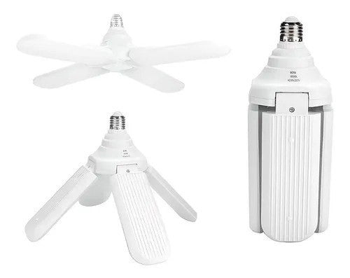 Lámpara Bombillo LED 4 Aspas Desplegable – Luz Blanca Potente y Ajustable 360°