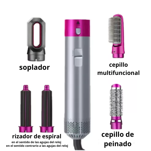 Cepillo Secador 5 en 1 con Voluminizador – Secador, Alisador y Rizador de Cabello, 1100W, 3 Temperaturas, Ideal para Peinados Profesionales