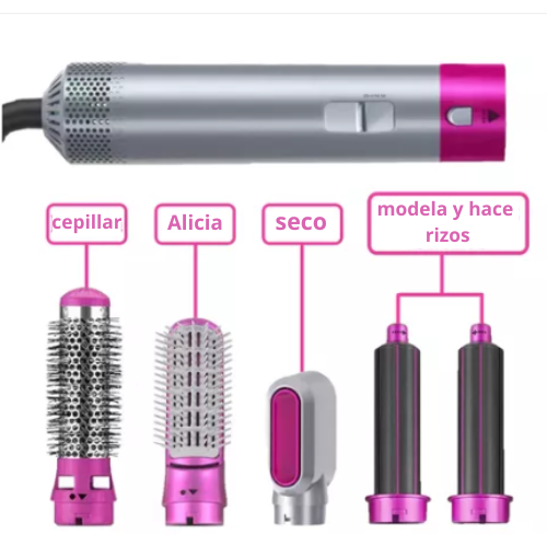 Cepillo Secador 5 en 1 con Voluminizador – Secador, Alisador y Rizador de Cabello, 1100W, 3 Temperaturas, Ideal para Peinados Profesionales